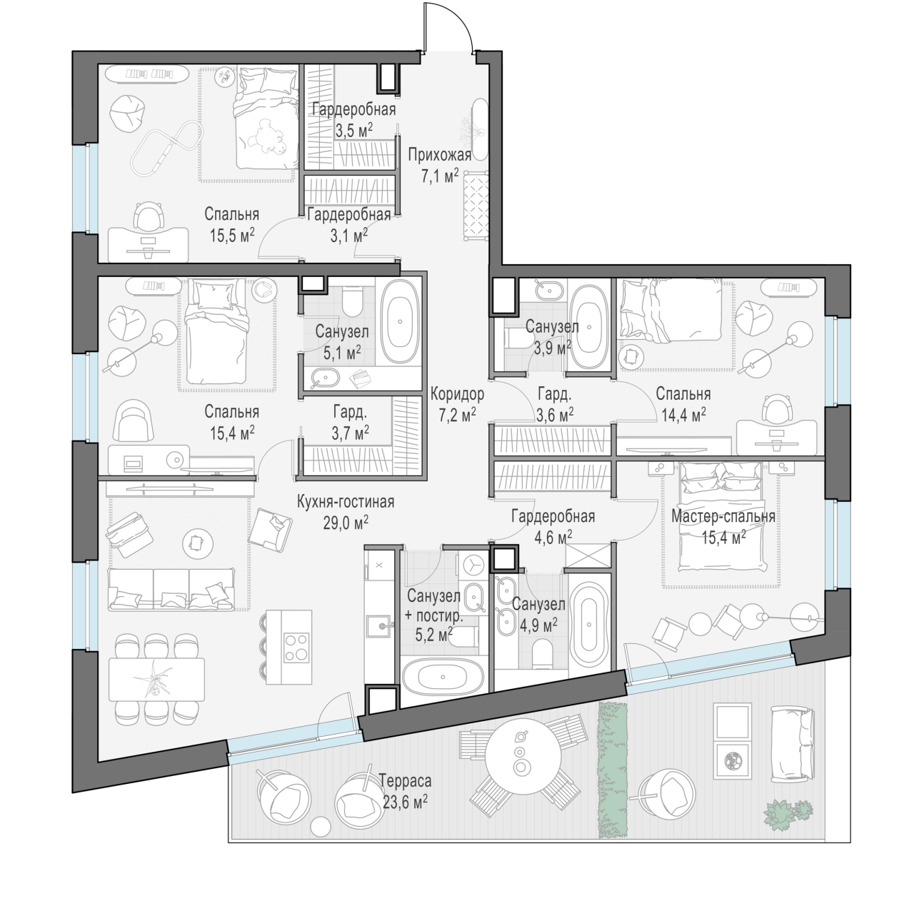 4 ккв (Евро) 152,5 м²