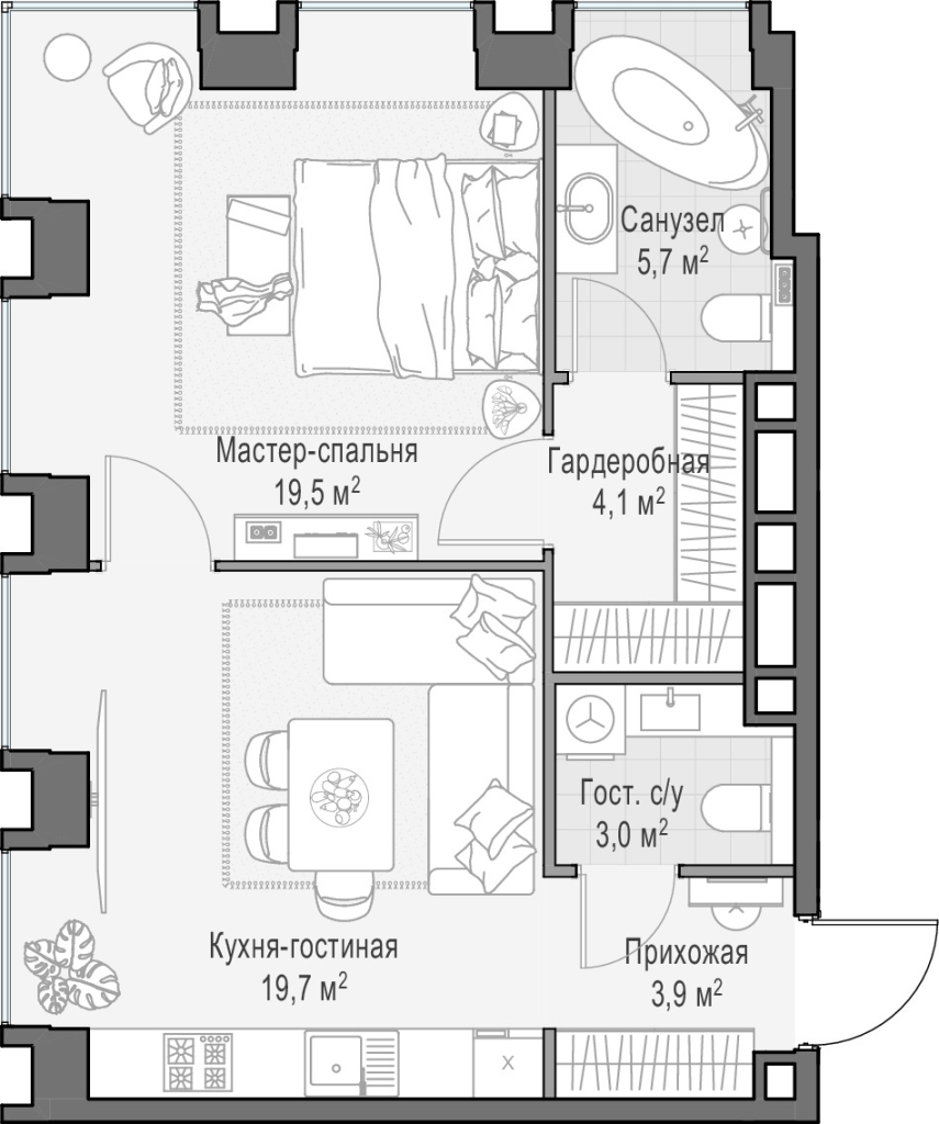 2 ккв (Евро) 56,2 м²