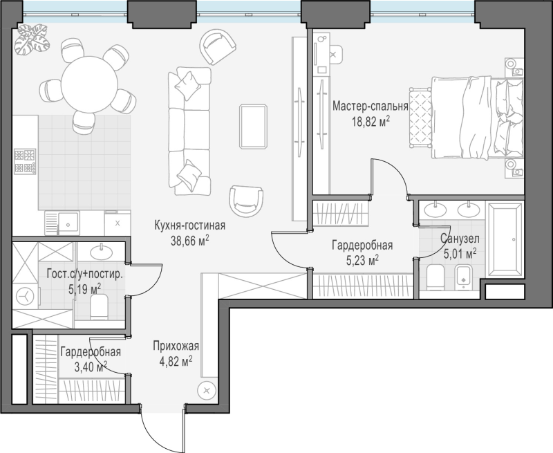 2 ккв (Евро) 80,6 м²