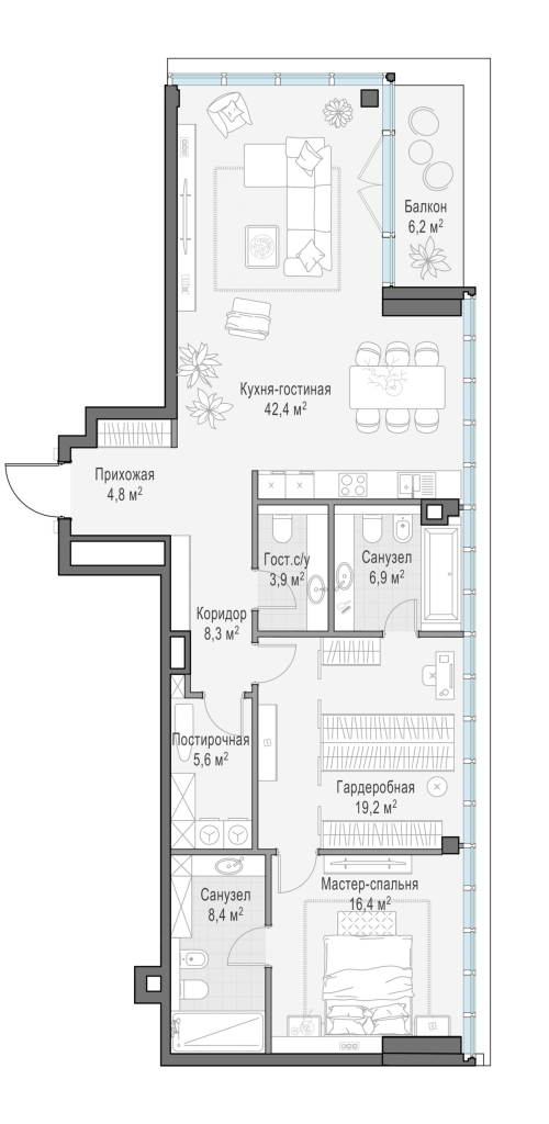 3 ккв (Евро) 118,7 м²