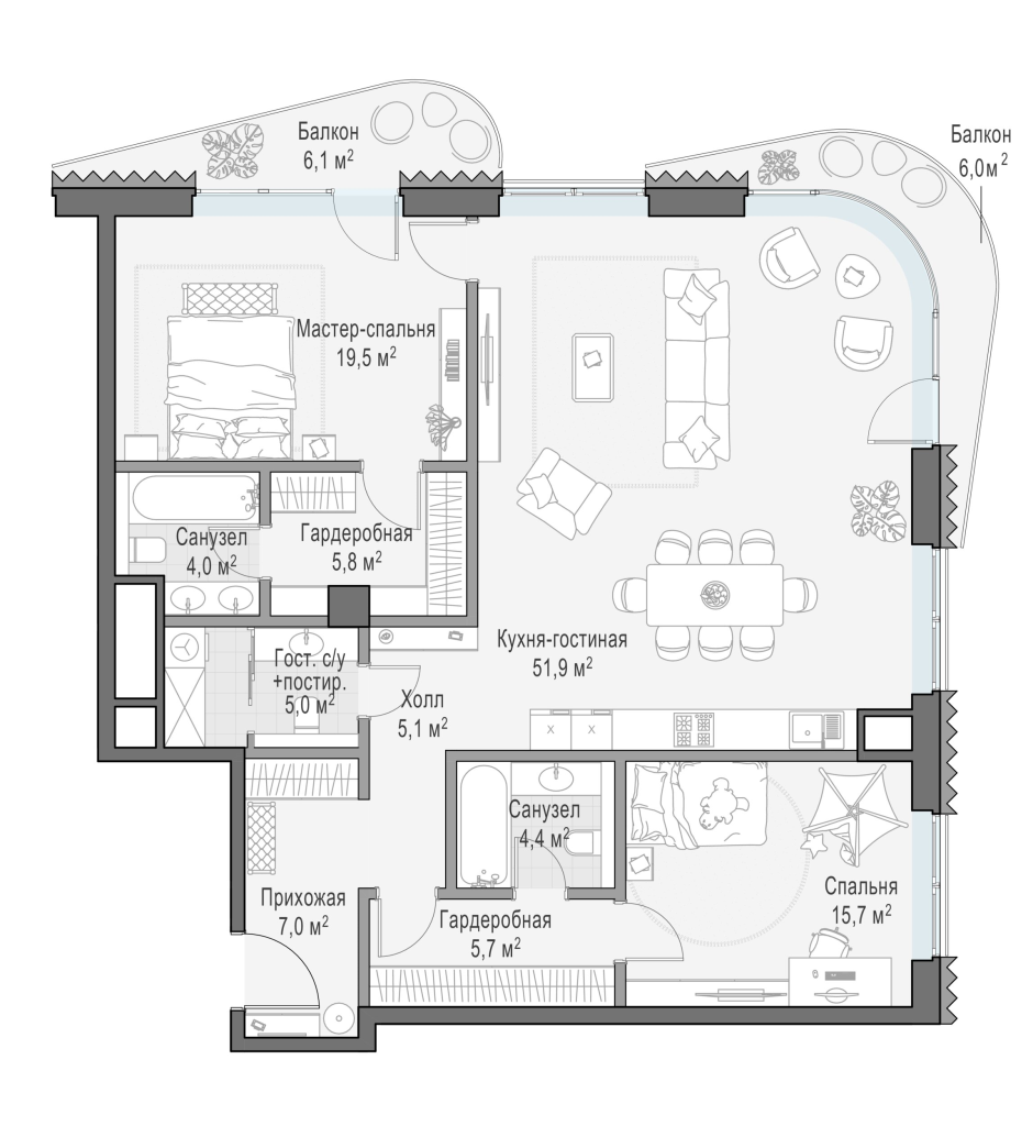 3 ккв (Евро) 127,9 м²