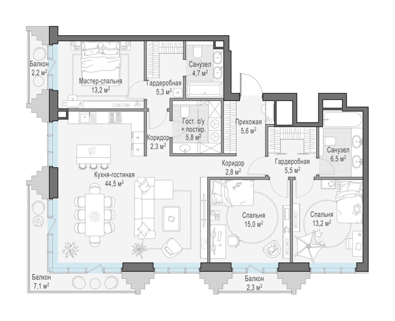 4 ккв (Евро) 127,5 м²