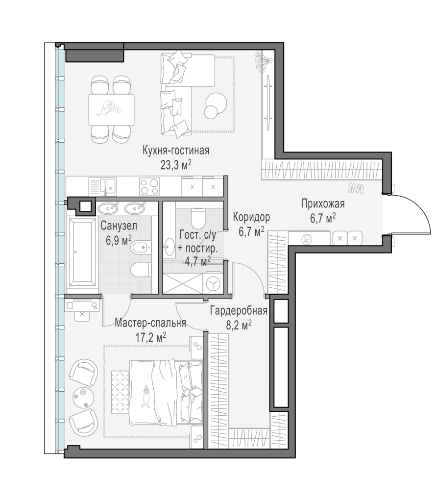 2 ккв (Евро) 73,8 м²