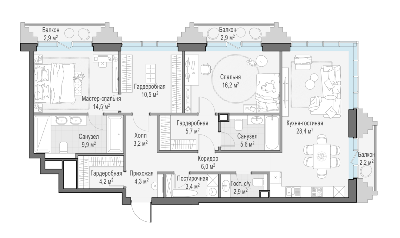 3 ккв (Евро) 117,4 м²