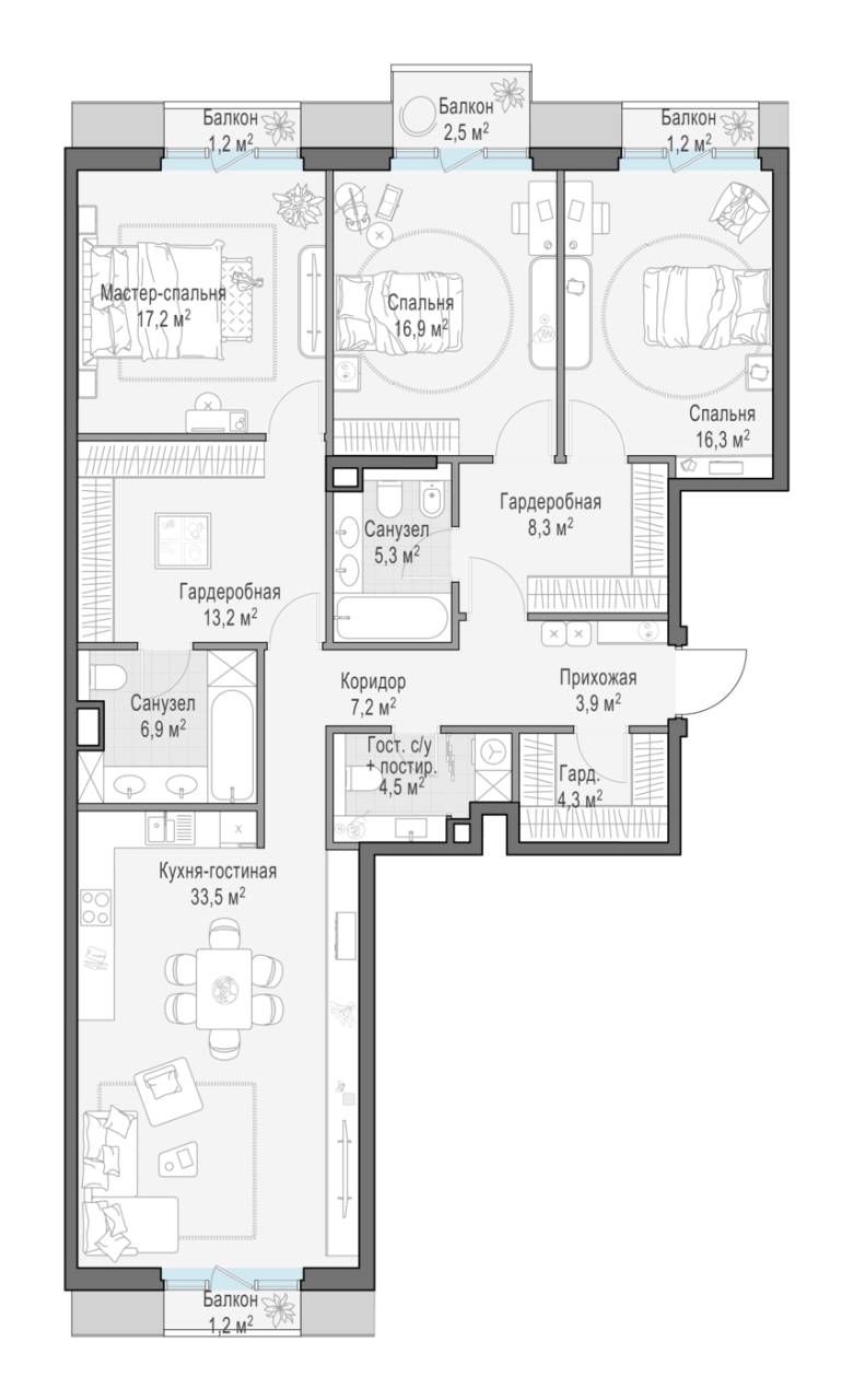 4 ккв (Евро) 139,3 м²
