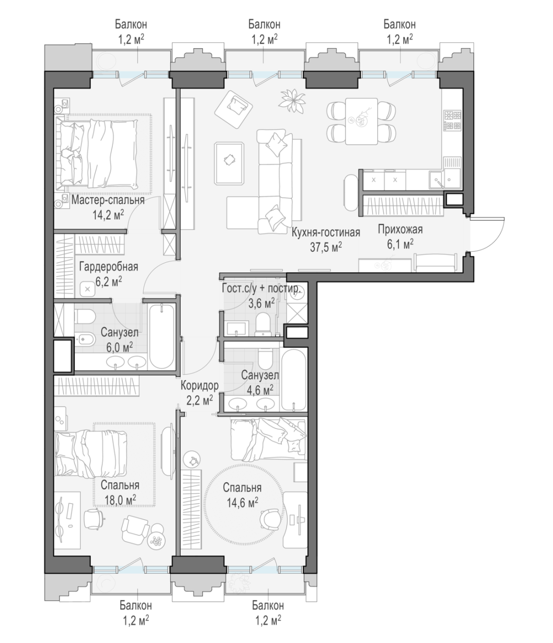 4 ккв (Евро) 114,7 м²