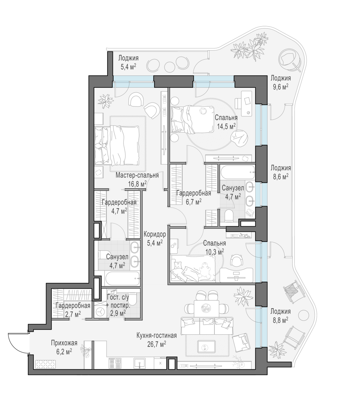 3 ккв (Евро) 123,4 м²