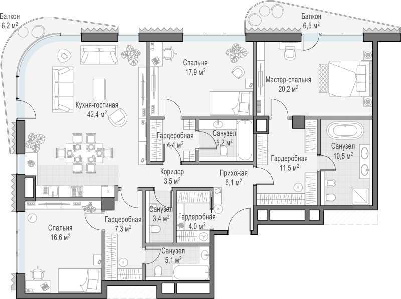 4 ккв (Евро) 167,5 м²