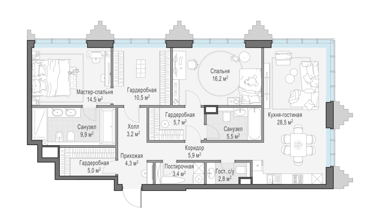 3 ккв (Евро) 115,6 м²