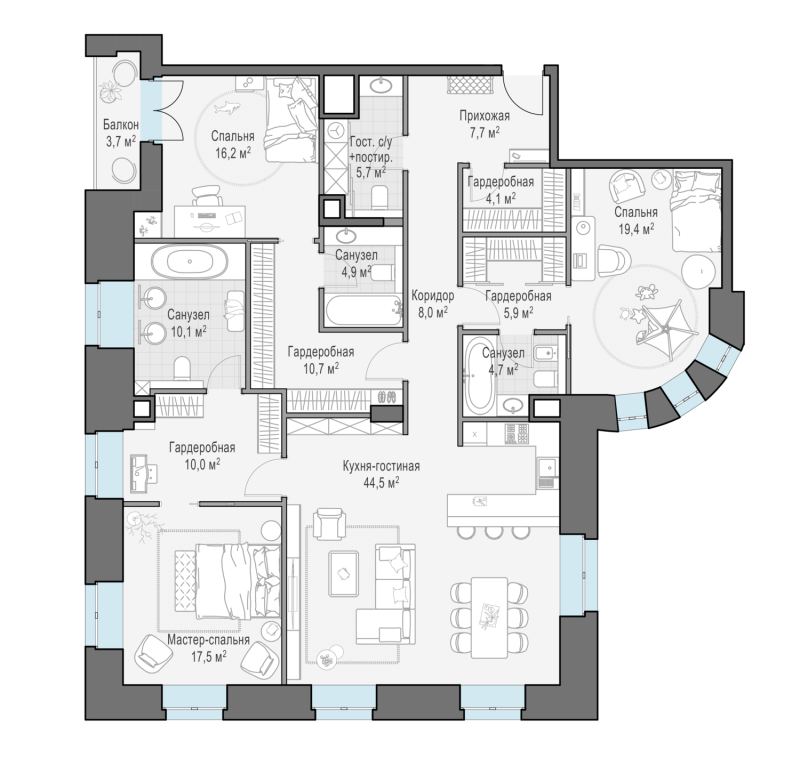4 ккв (Евро) 170,9 м²