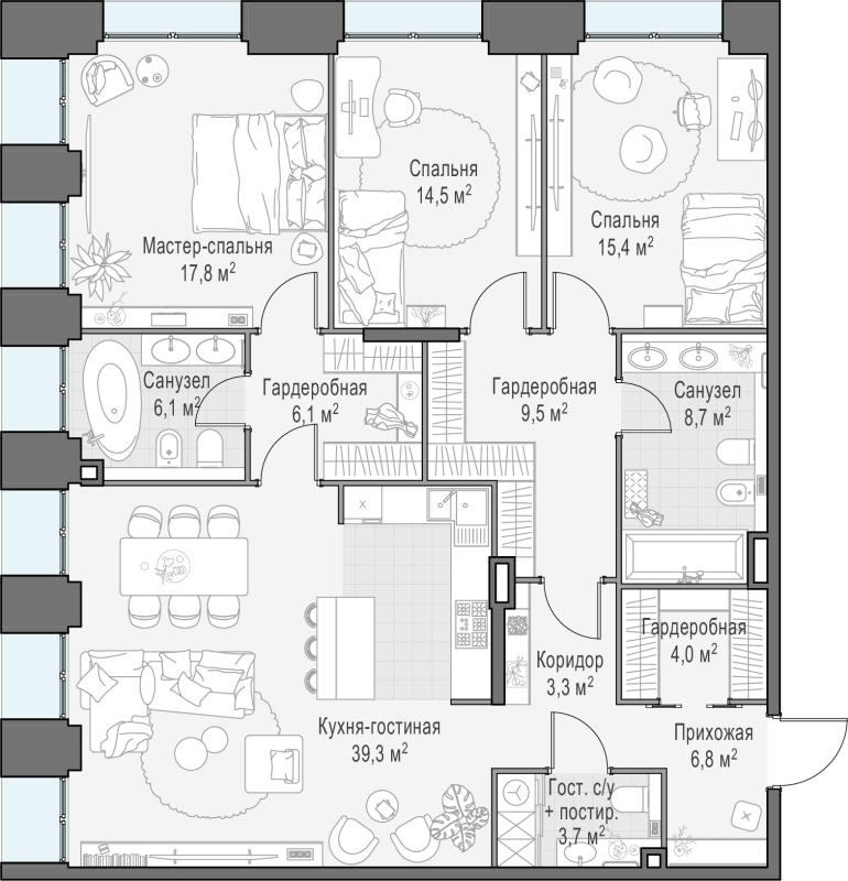 4 ккв (Евро) 135,4 м²