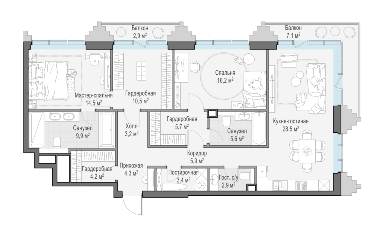 3 ккв (Евро) 117,9 м²