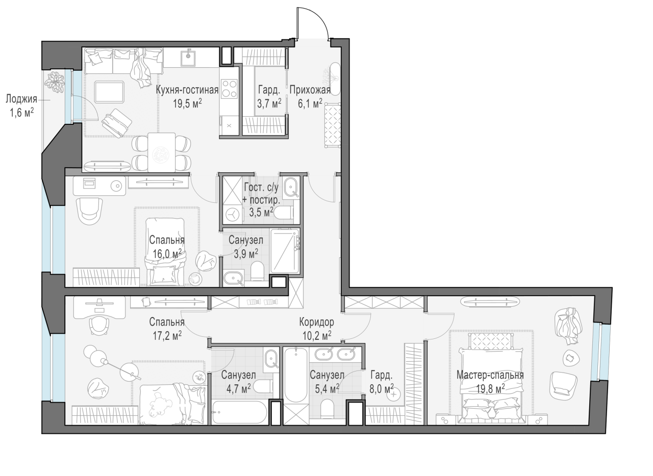 3 ккв (Евро) 119,9 м²