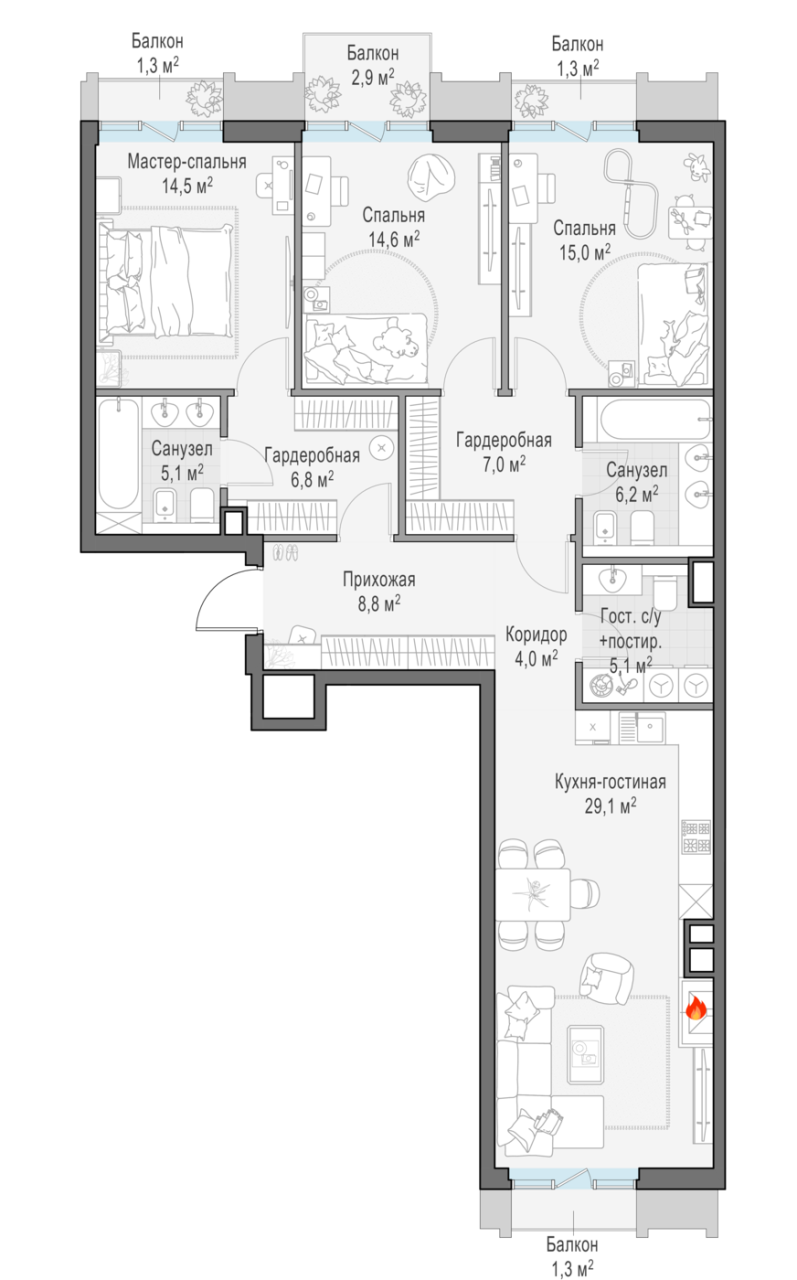 4 ккв (Евро) 120,6 м²