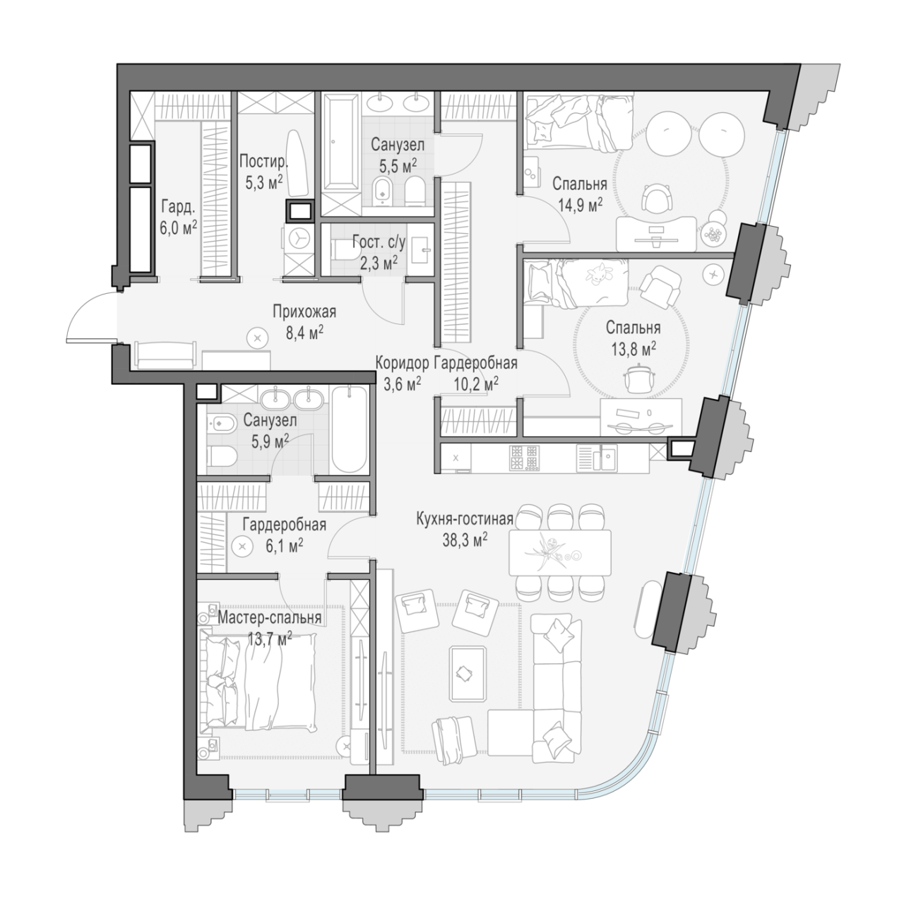4 ккв (Евро) 133,7 м²