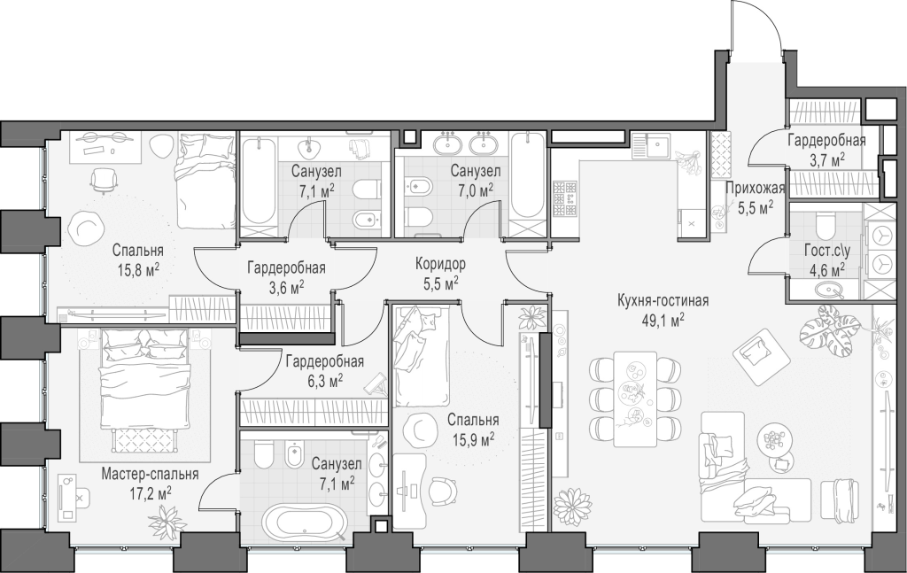 4 ккв (Евро) 149 м²