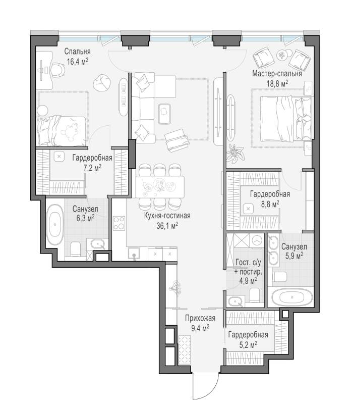 3 ккв (Евро) 120 м²