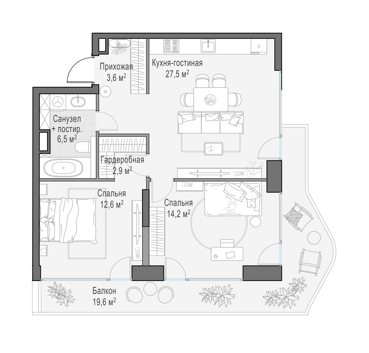 2 ккв (Евро) 72 м²