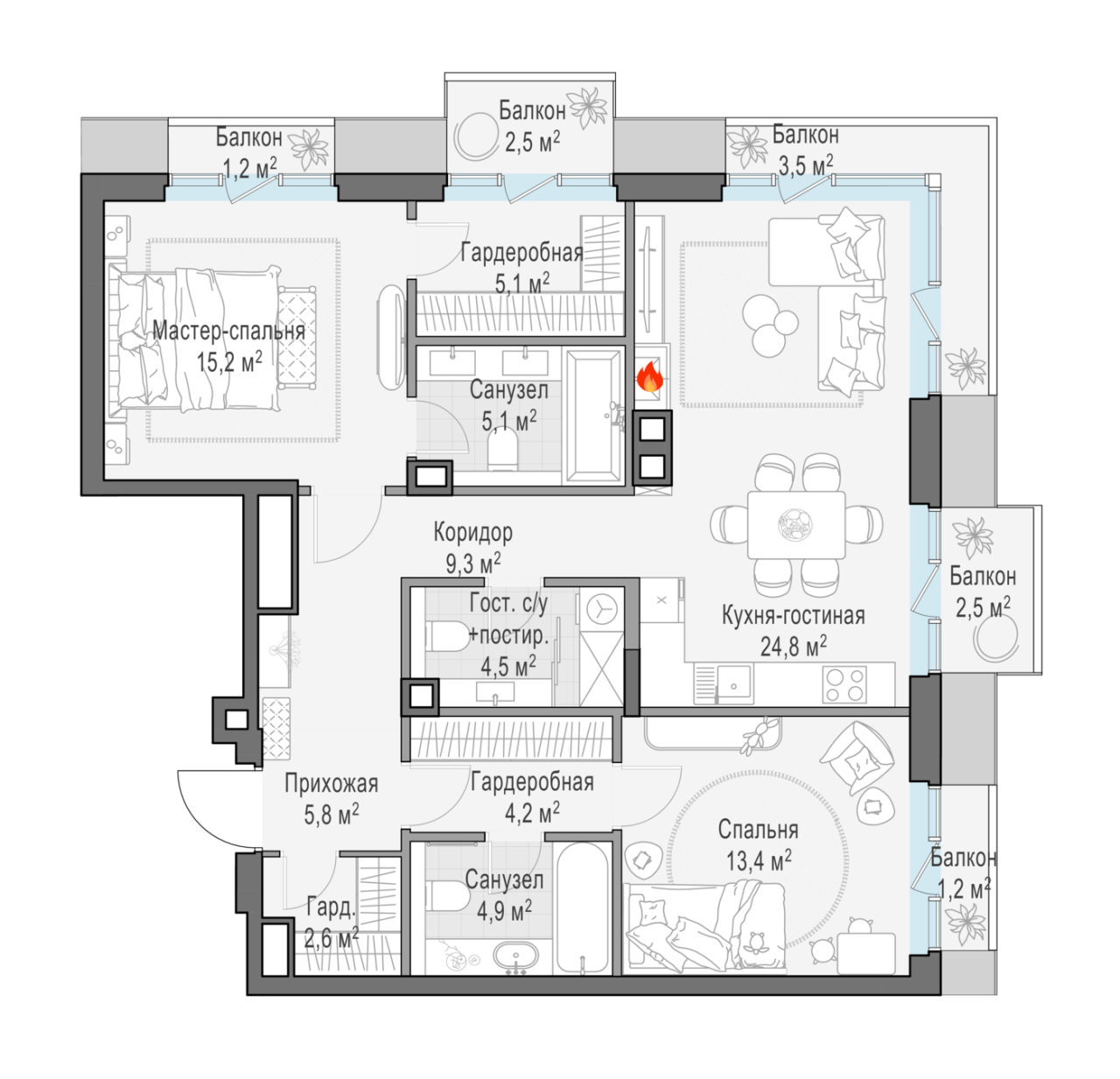 3 ккв (Евро) 94,8 м²