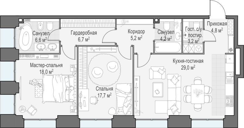 3 ккв (Евро) 95,5 м²