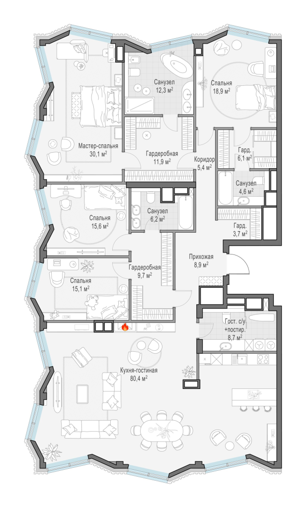 5 ккв (Евро) 236 м²