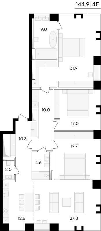 4 ккв (Евро) 149,8 м²