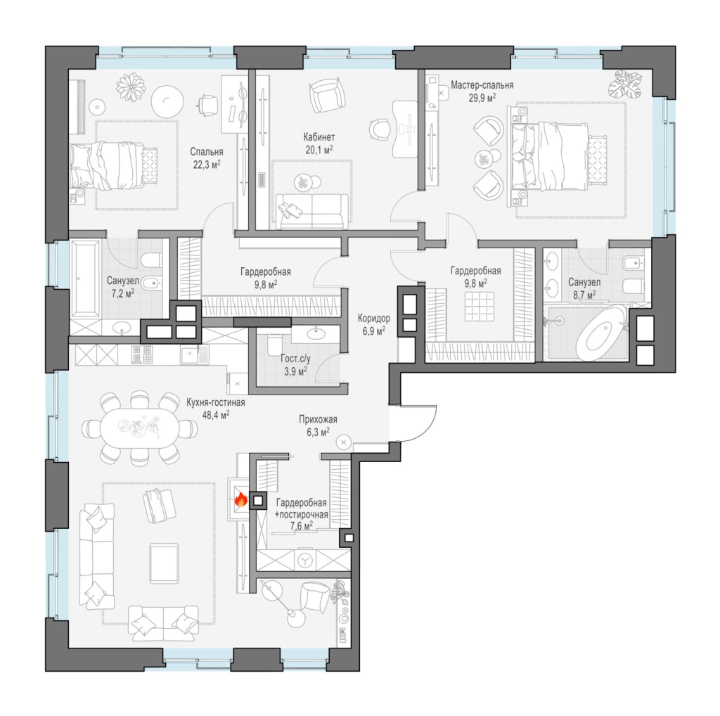 3 ккв (Евро) 188,7 м²