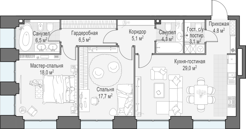 3 ккв (Евро) 95,2 м²