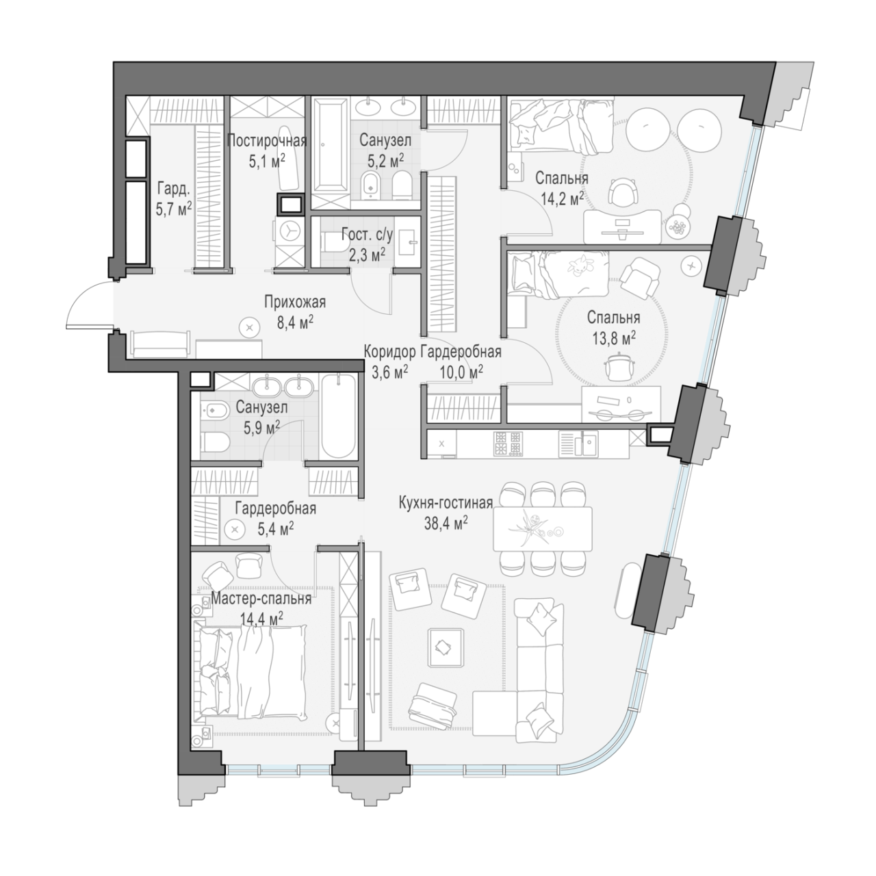 4 ккв (Евро) 131,9 м²