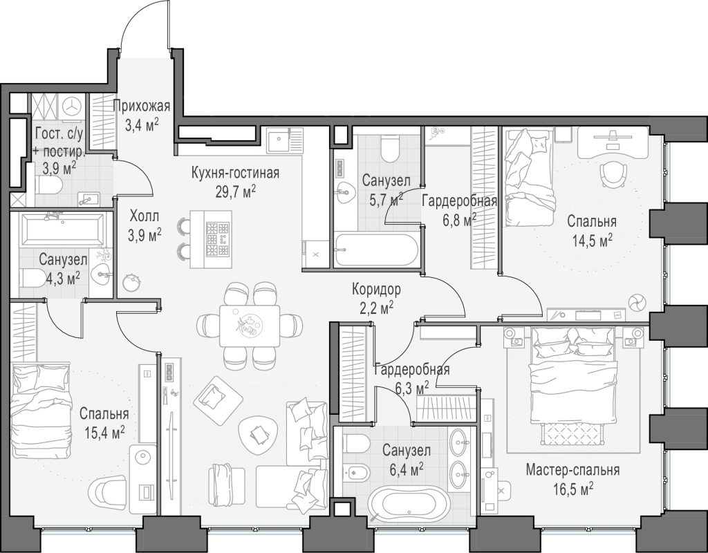 4 ккв (Евро) 119,6 м²