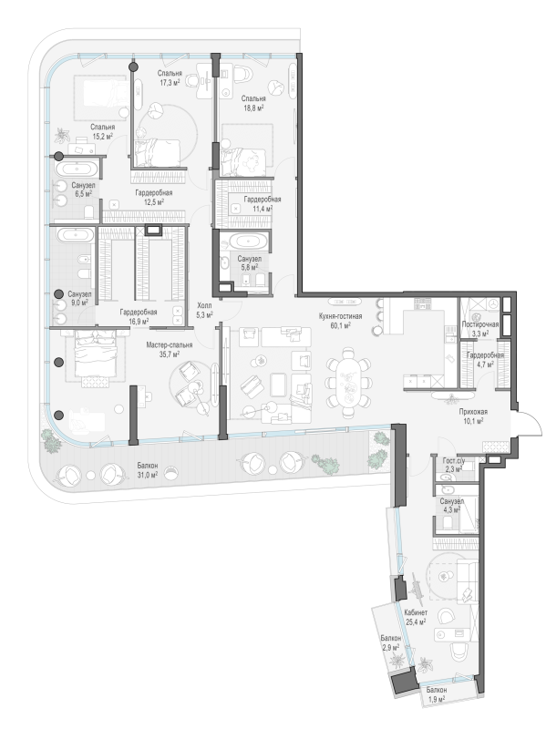 6 ккв (Евро) 282,9 м²
