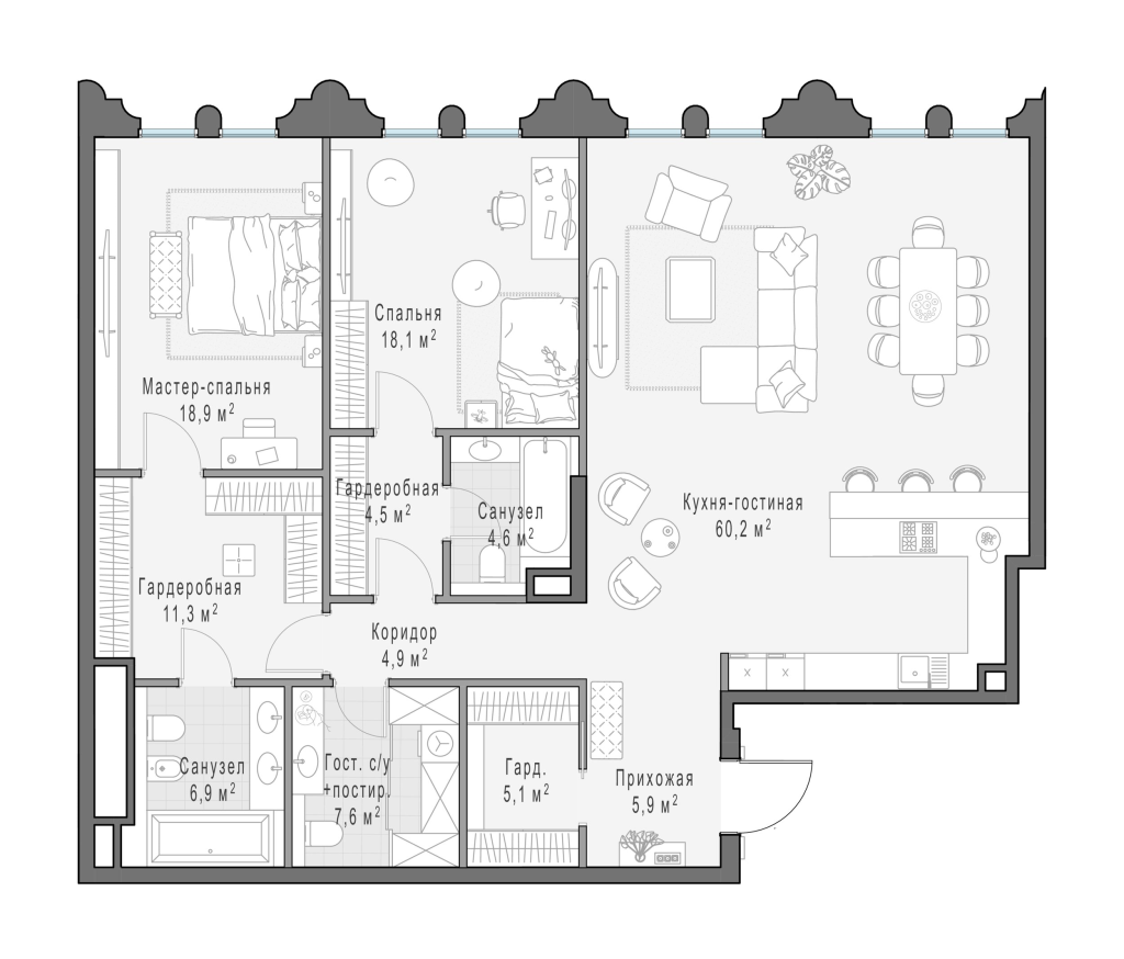 4 ккв (Евро) 146,8 м²