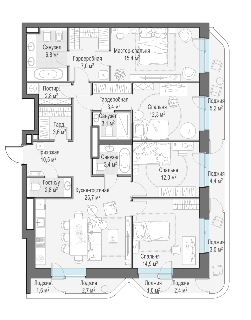 4 ккв (Евро) 135,2 м²