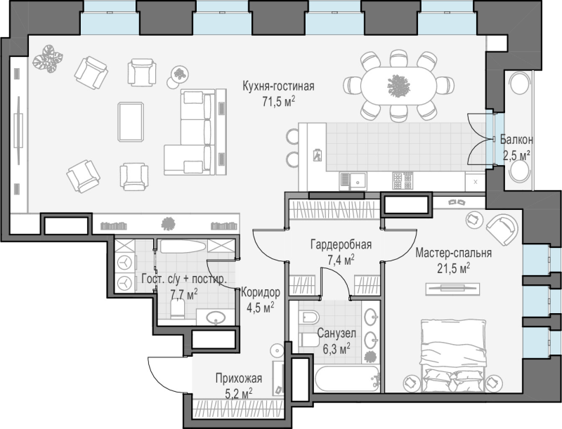 2 ккв (Евро) 124,3 м²
