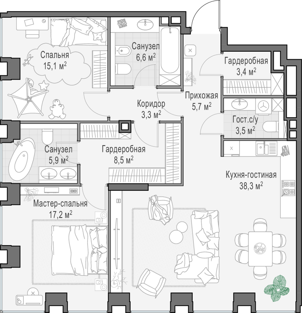 3 ккв (Евро) 108,2 м²