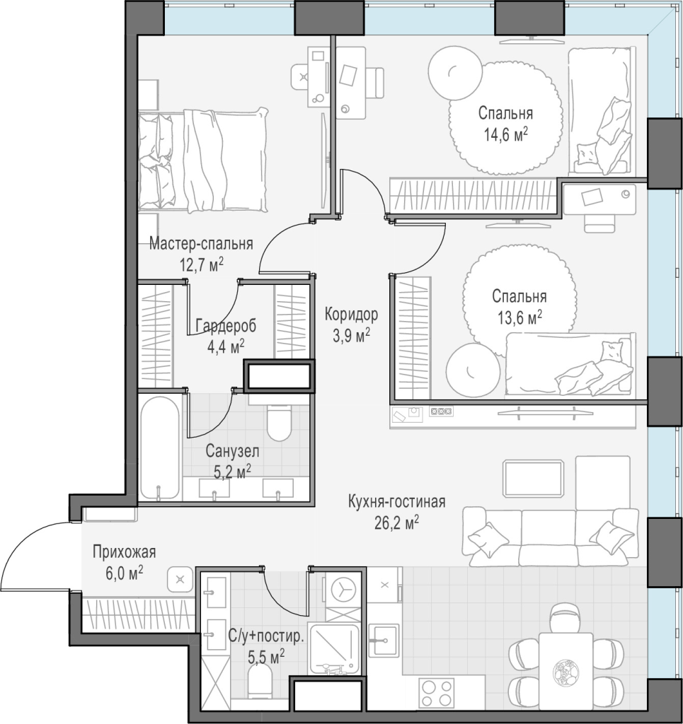 4 ккв (Евро) 92,2 м²