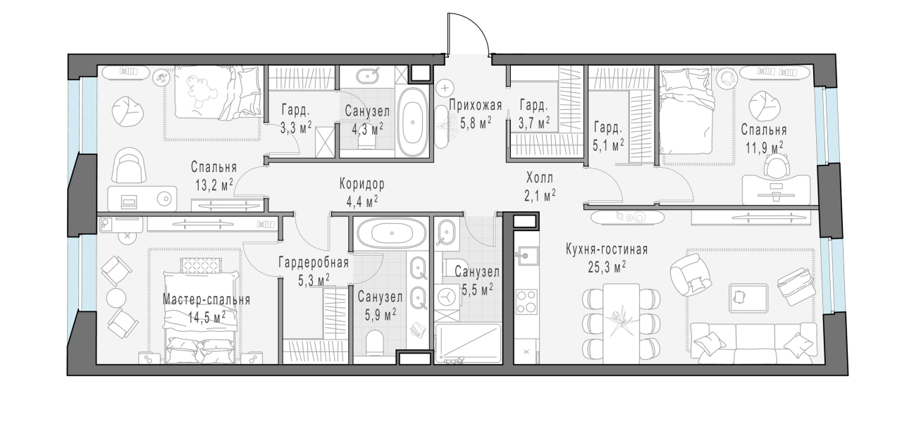 3 ккв (Евро) 112,1 м²