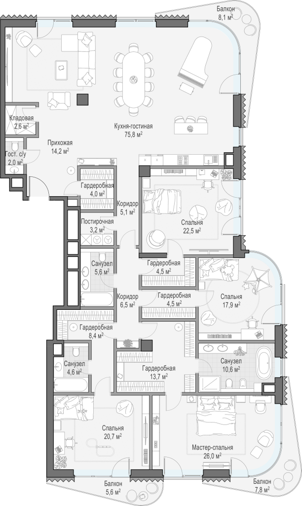6 ккв (Евро) 267,1 м²