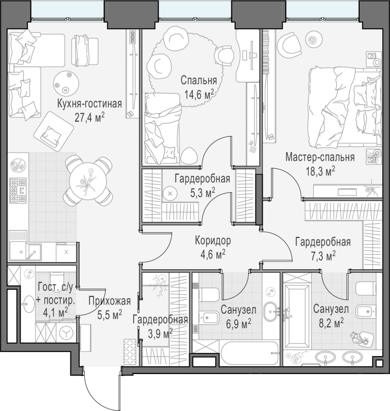 3 ккв (Евро) 106,7 м²