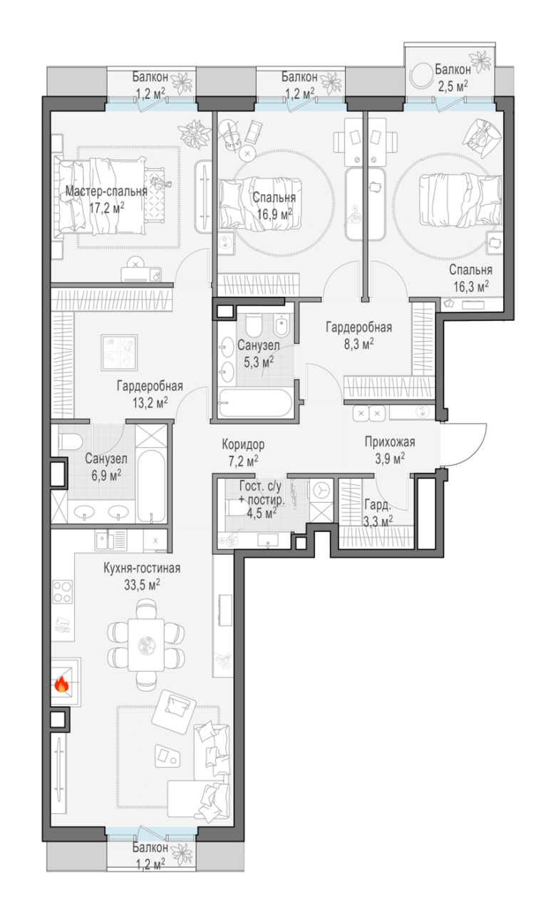 4 ккв (Евро) 138,3 м²