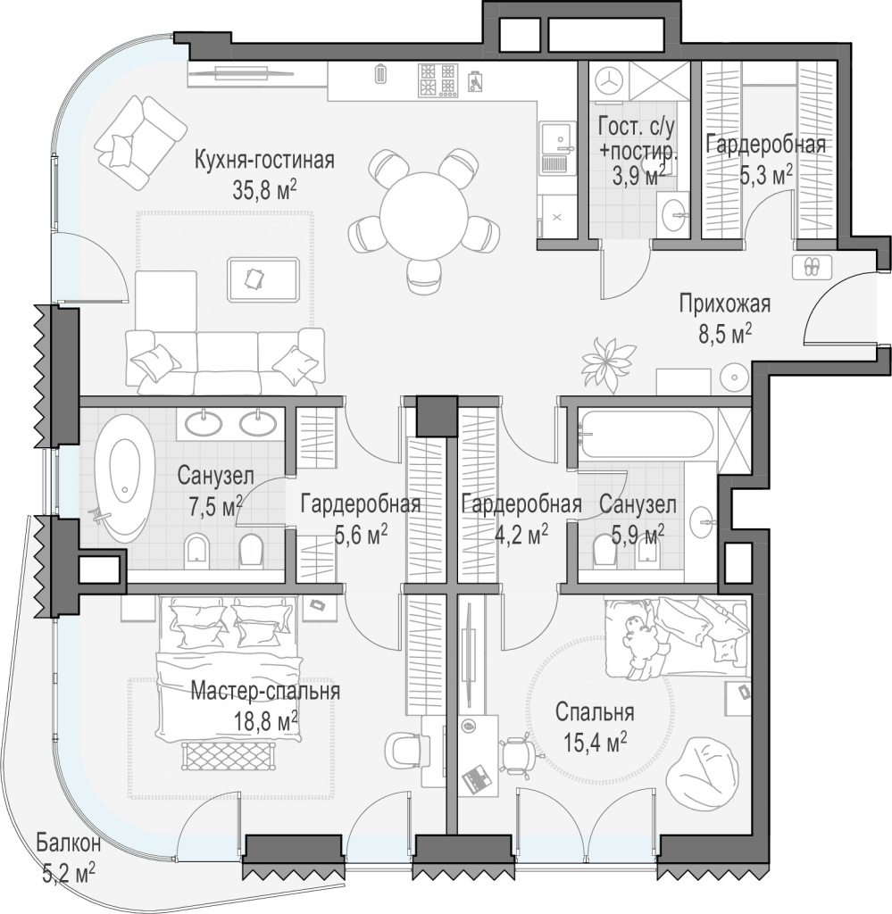 3 ккв (Евро) 116,6 м²