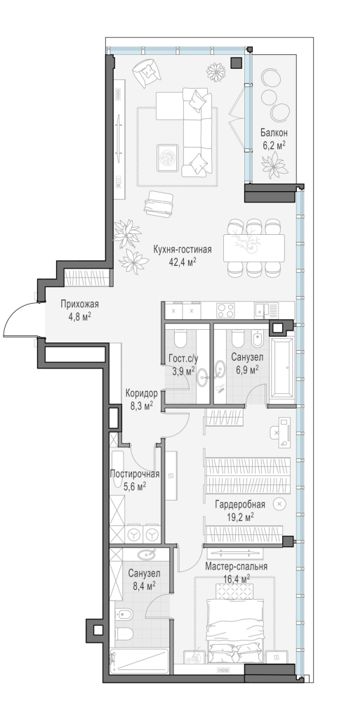 3 ккв (Евро) 118,7 м²