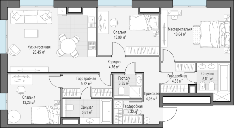 4 ккв (Евро) 112,4 м²