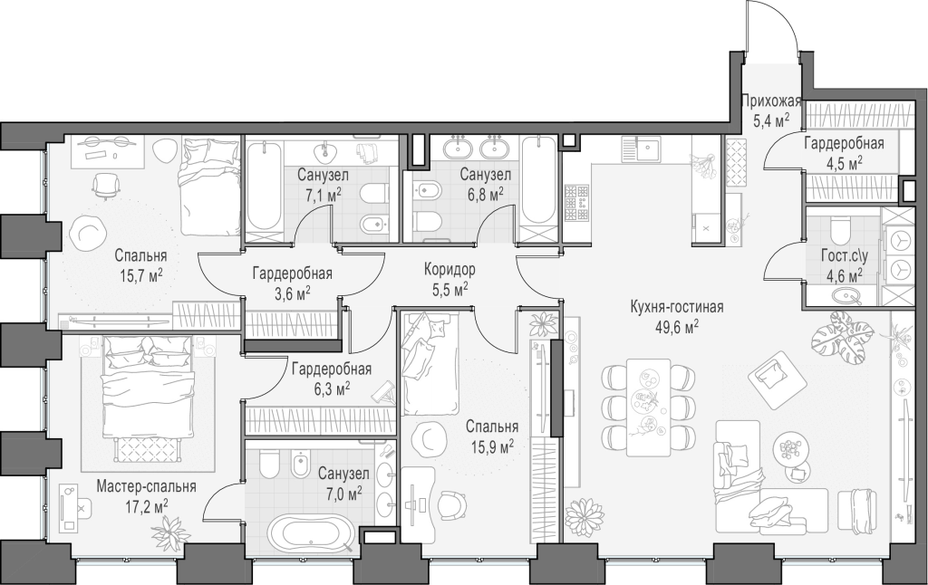 4 ккв (Евро) 149,2 м²