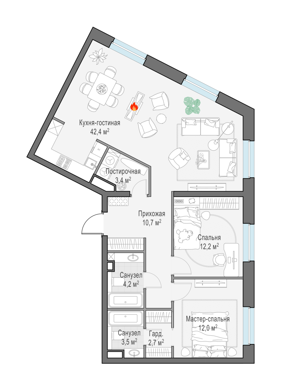 3 ккв (Евро) 91,6 м²