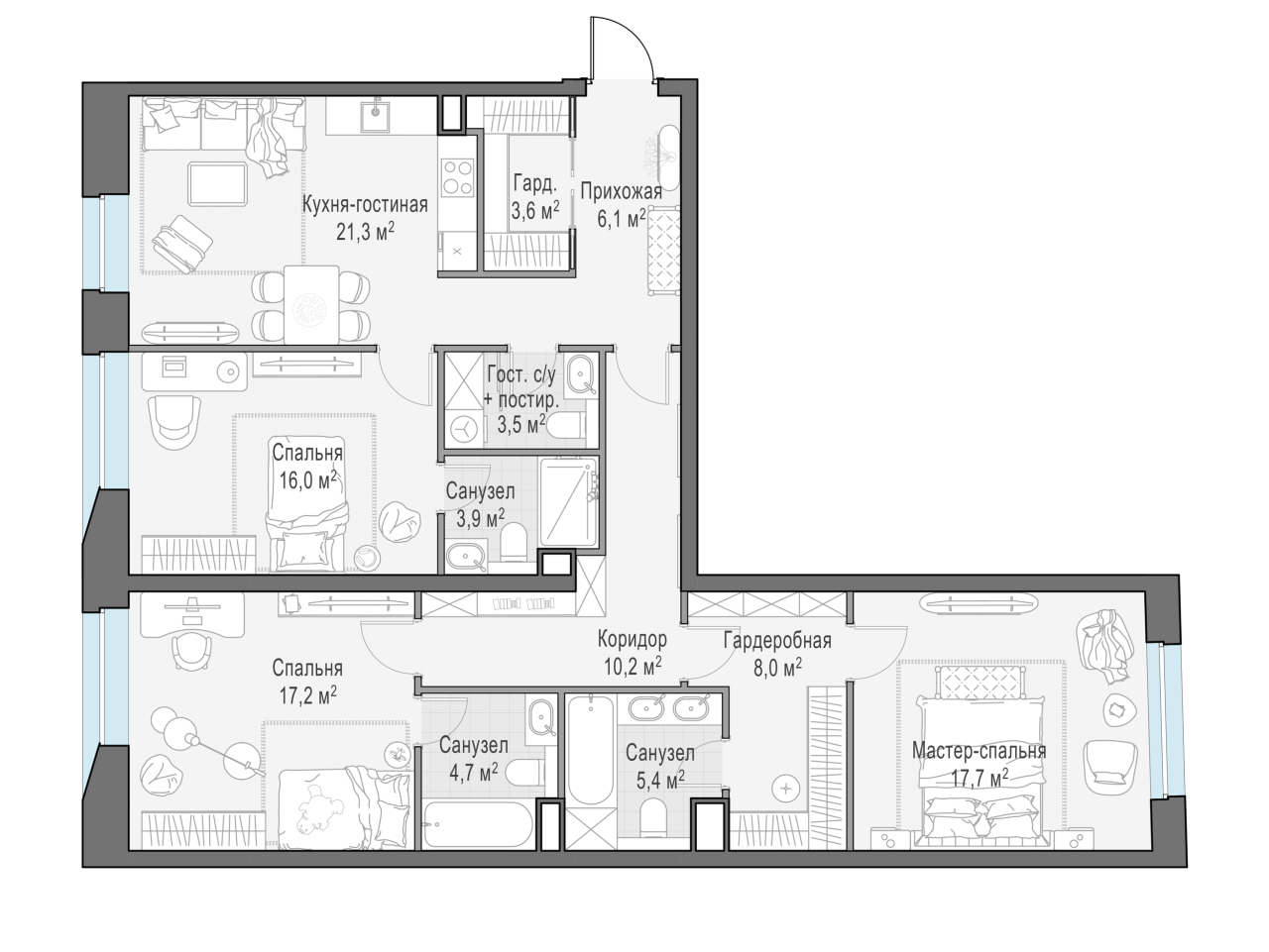 3 ккв (Евро) 119,8 м²