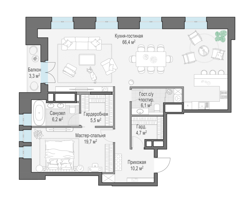 2 ккв (Евро) 119,7 м²