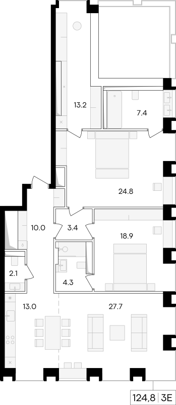 3 ккв (Евро) 129,9 м²