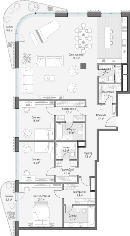 4 ккв (Евро) 201,5 м²