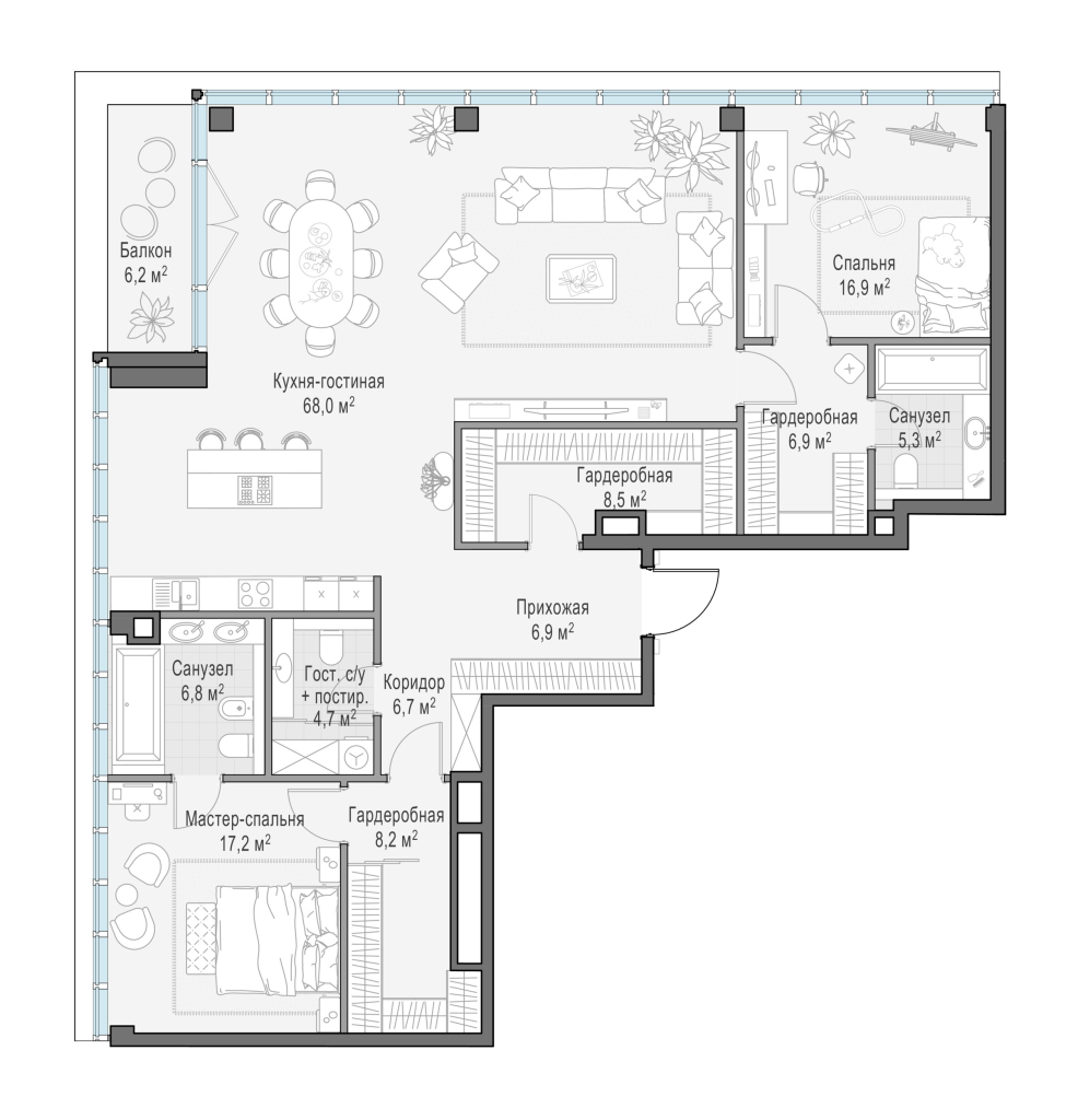 4 ккв (Евро) 158,3 м²